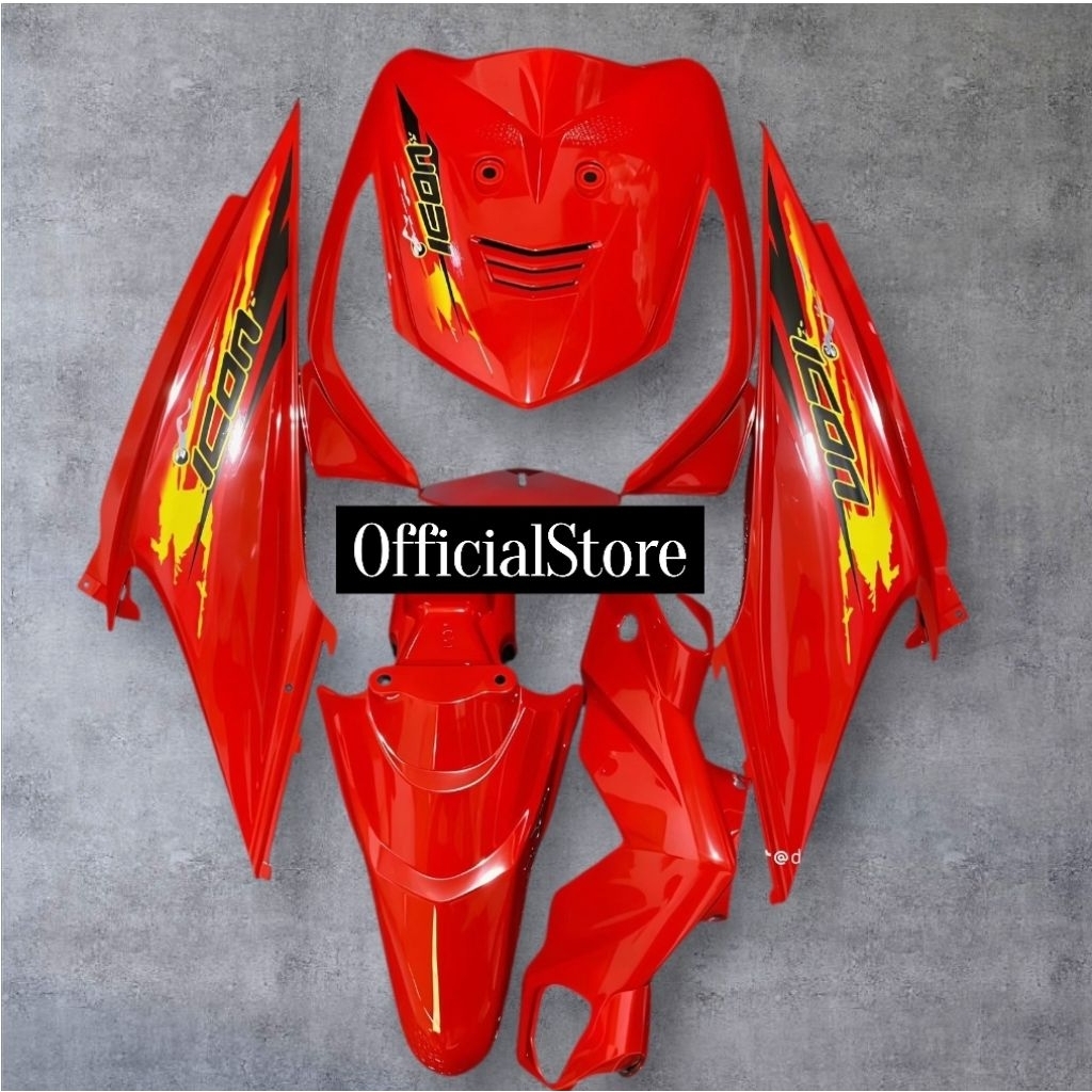 cover bodi full halus motor honda beat karbu warna merah cabe plus striping transparan icon tahun 20