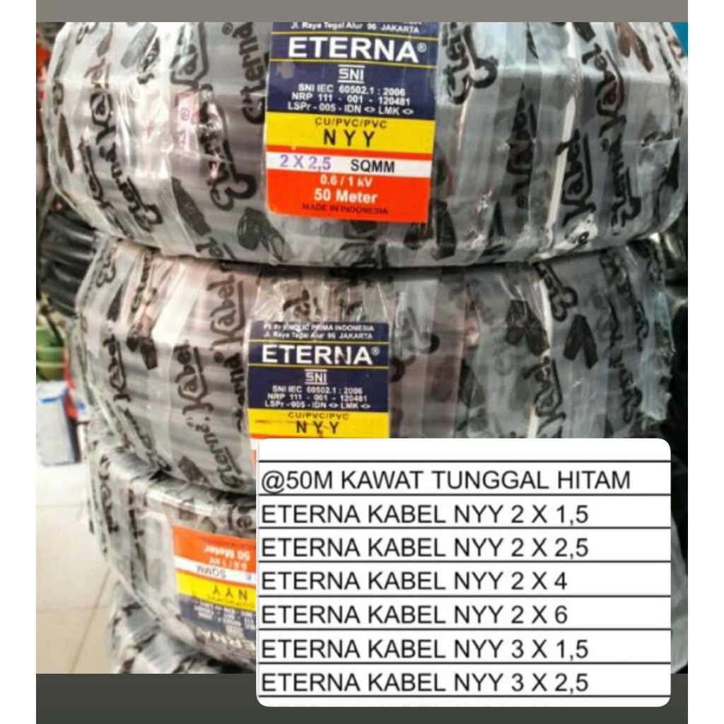 kabel eterna NYY tunggal Hitam