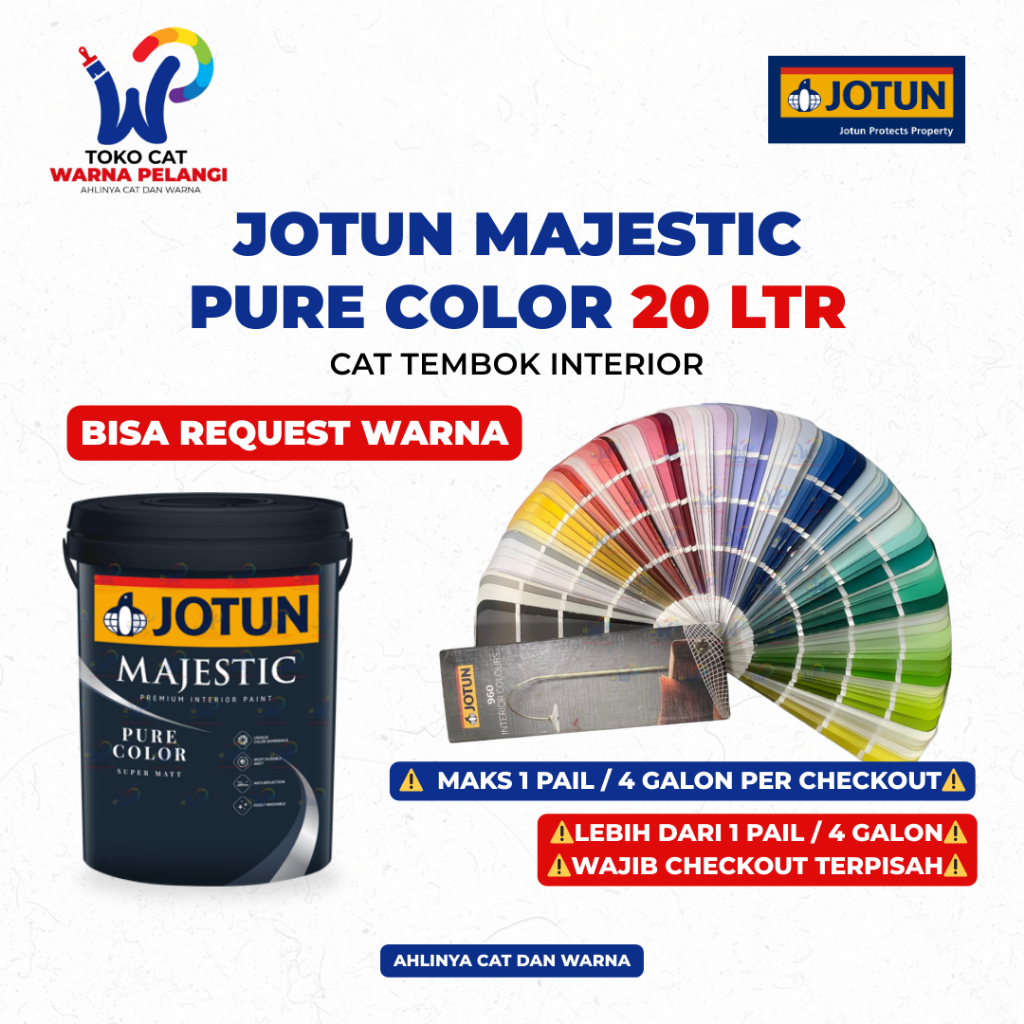 Cat Tembok Interior Premium JOTUN Majestic Pure Color 20 Liter (25 Kg) | Cat Dinding Interior Jotun 