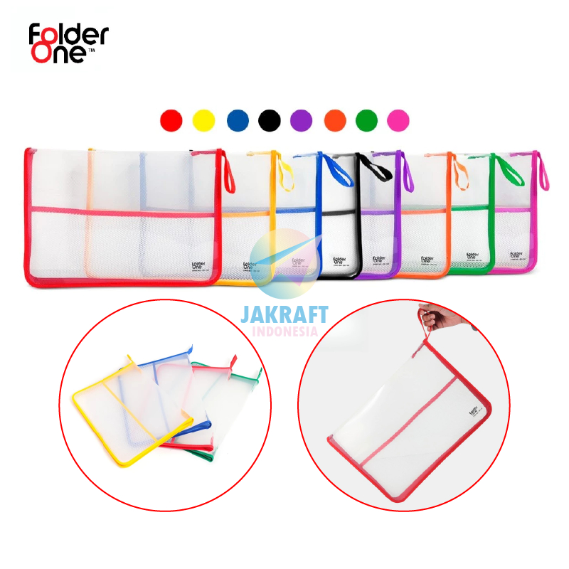 (1 Pcs) Map Zipper Bag Plastik F4 FOLDER ONE ZBO 100F Tebal Hitam /Biru / Merah / Hijau / Kuning / O