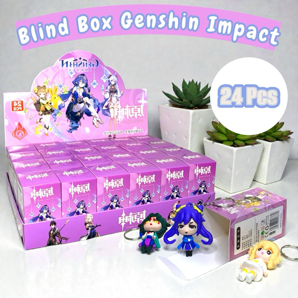 1 BOX 24 Pcs Blind Box Gantungan Kunci Genshin Impact || Misteri Box Gantungan Genshin Impact || Key