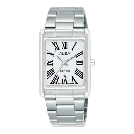 Alba AH7ET1X1 Tank Analog White Dial Stainless Steel - Jam Tangan Alba Original