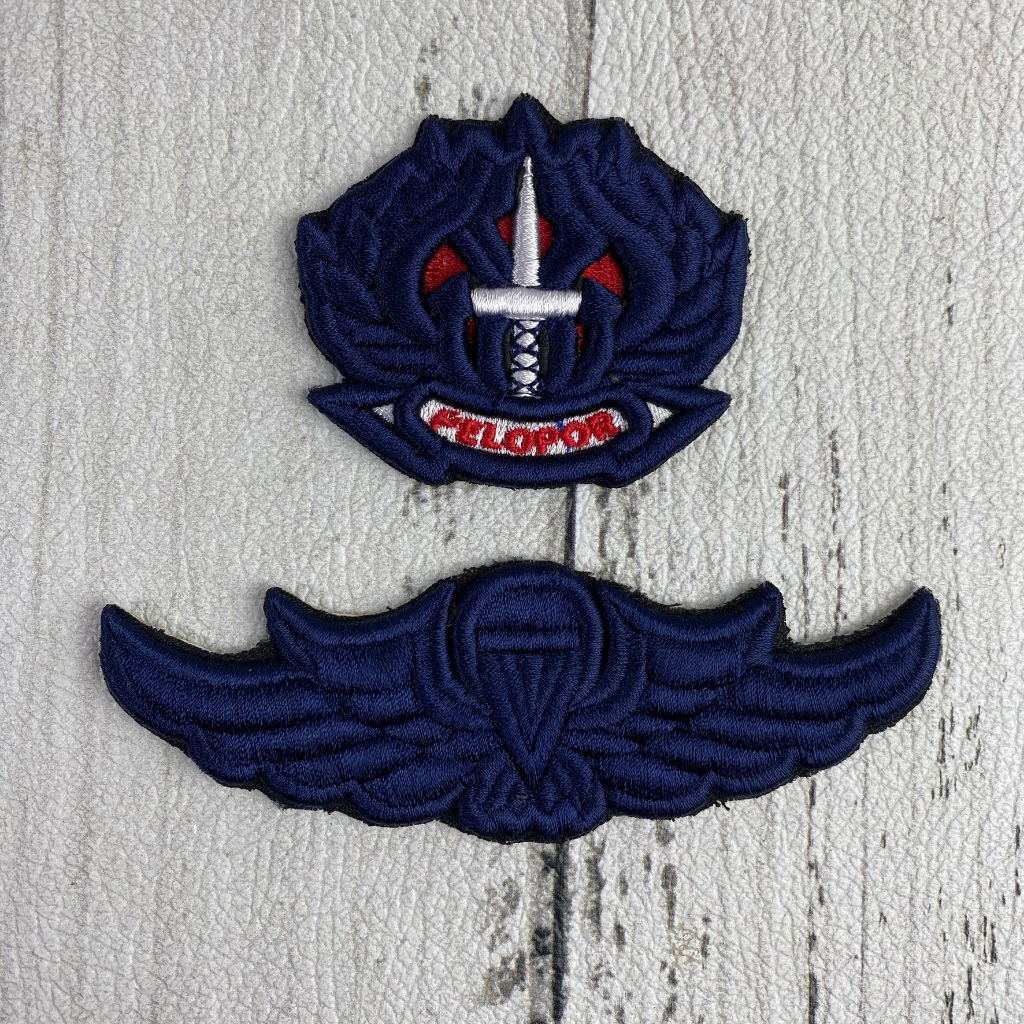 Atribut Bordir TIMBUL TEBAL Bet WINGS PARA BRIMOB Bordir PELOPOR TERJUN Set Atribut PDL Hitam Brimob