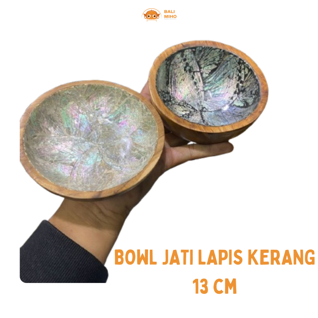 Bowl Kayu Jati Lapisan Kerang Mata 7 - Mangkok Jati Kerang - Mangkok Kerang Kayu - Bowl Kayu Kerang