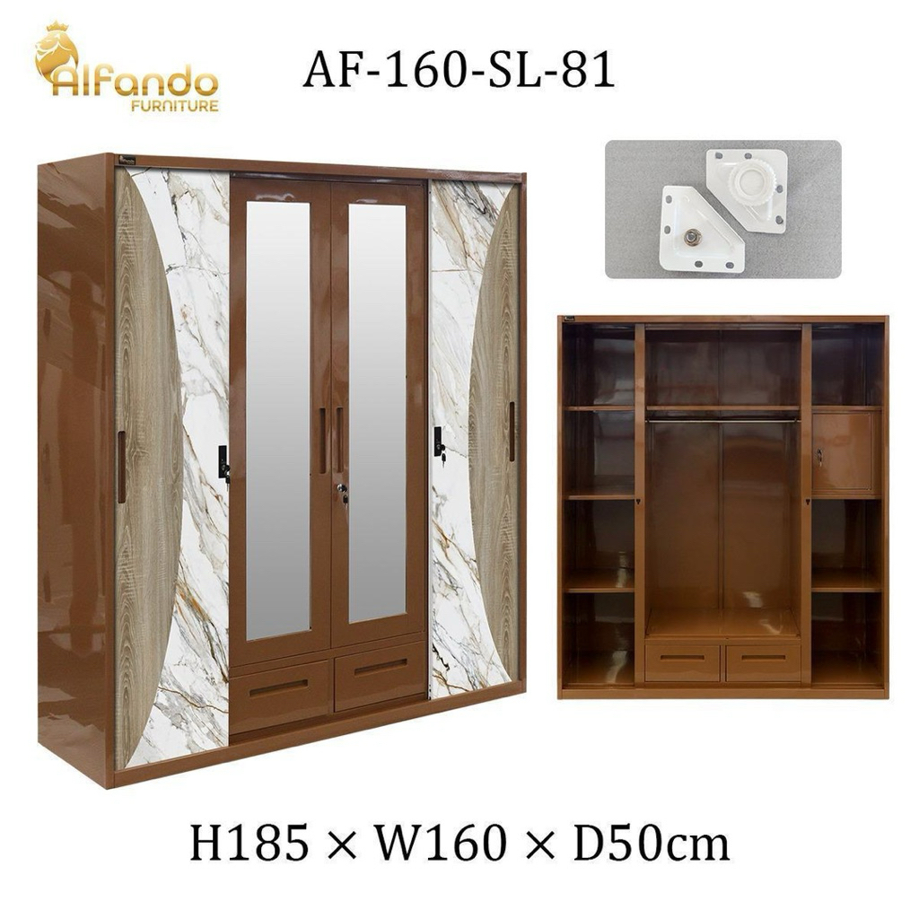 Promo Lemari Pakaian Plat Besi Sliding 4 Pintu