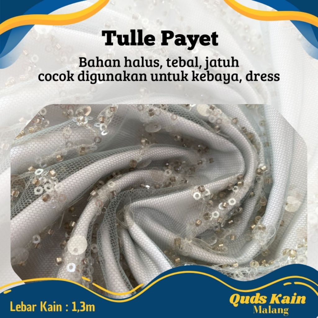 Kain Tulle Full Payet Sequin | Kain Tille Payet Sequin dan Bites