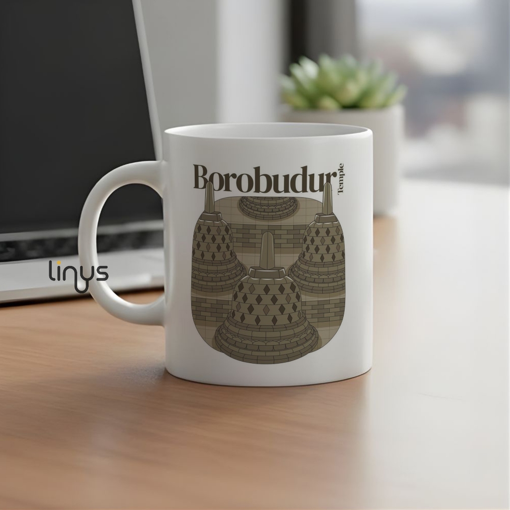Mug Borobudur Temple Situs Warisan Dunia Gelas Keajaiban Dunia Borobudur Indonesia Souvenir