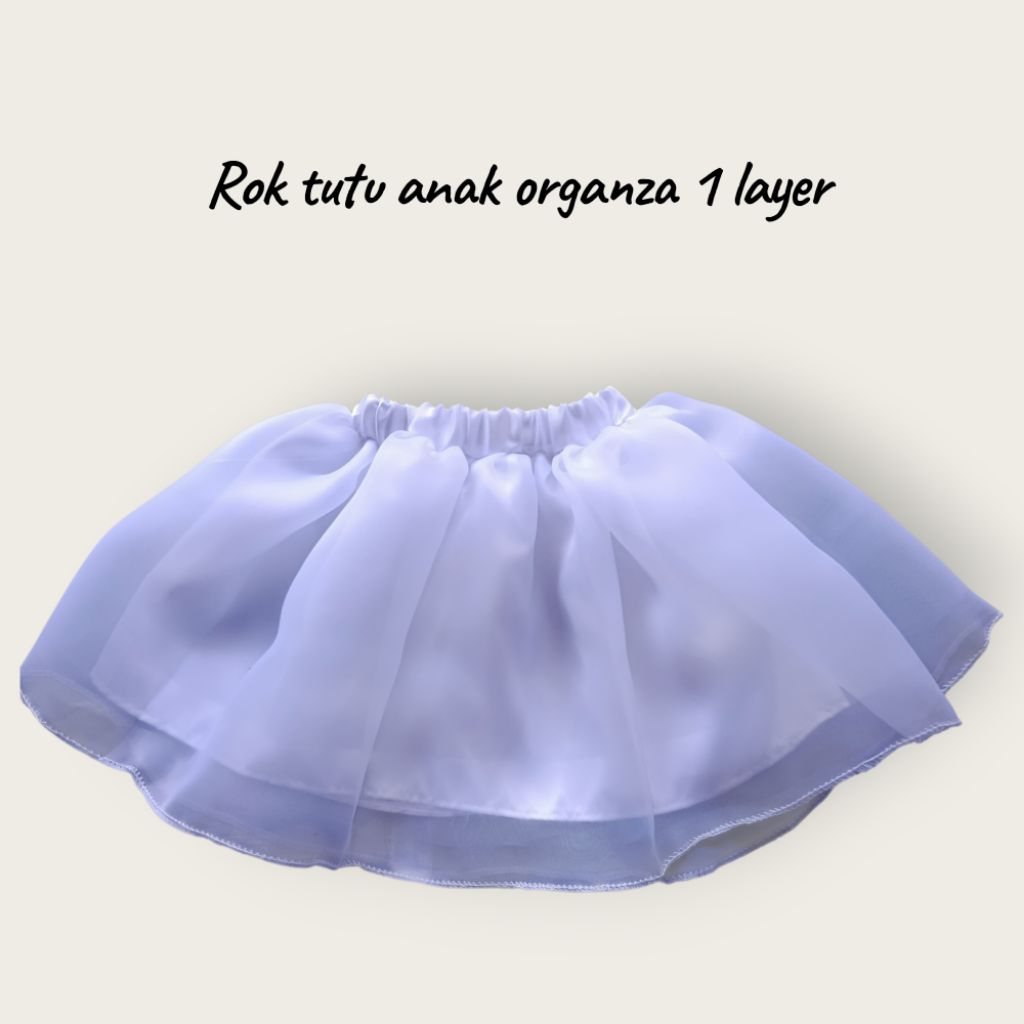 rok anak perempuan tutu organza 1 layer polos
