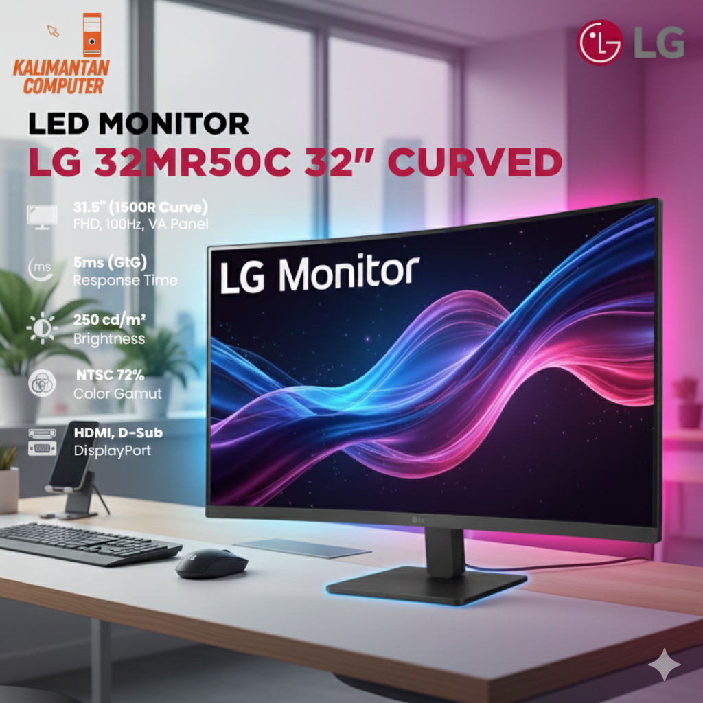 Monitor Lg 32MR50C 32 inch Va 100Hz Fhd 5Ms Curved 1500R Vga Hdmi / Monitor Curved