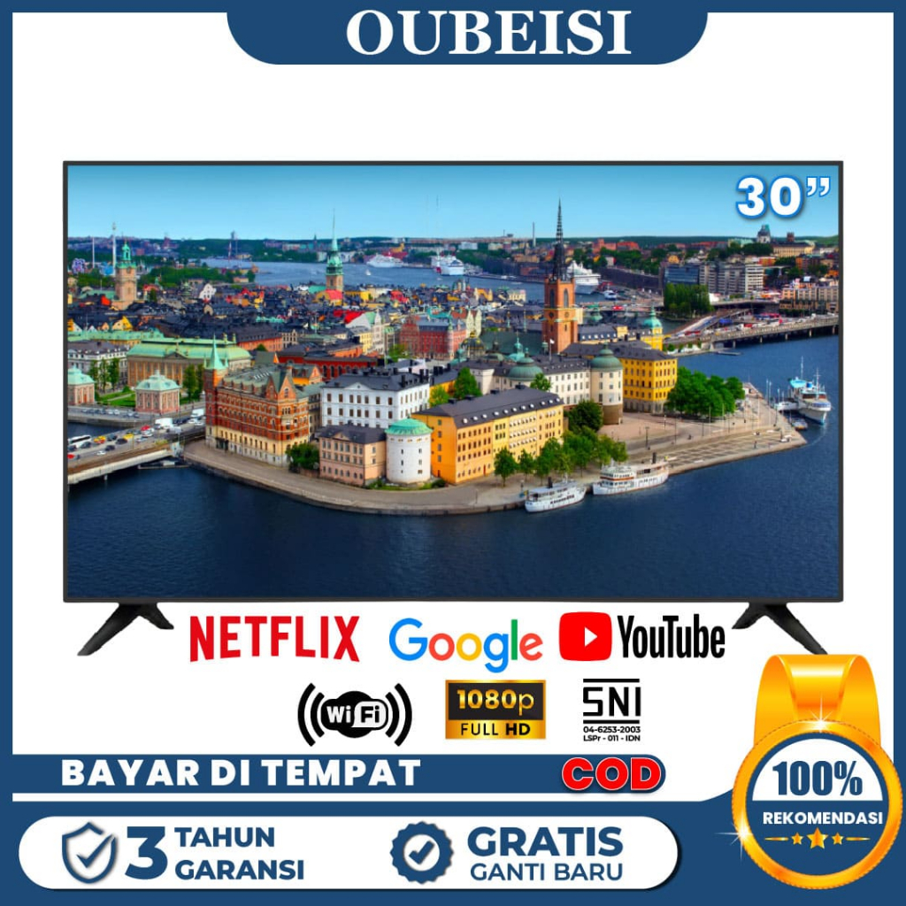 OUBEISI TV 21/22/24/25/27/30 inch Smart TV LED Digital Android 11.0 FHD