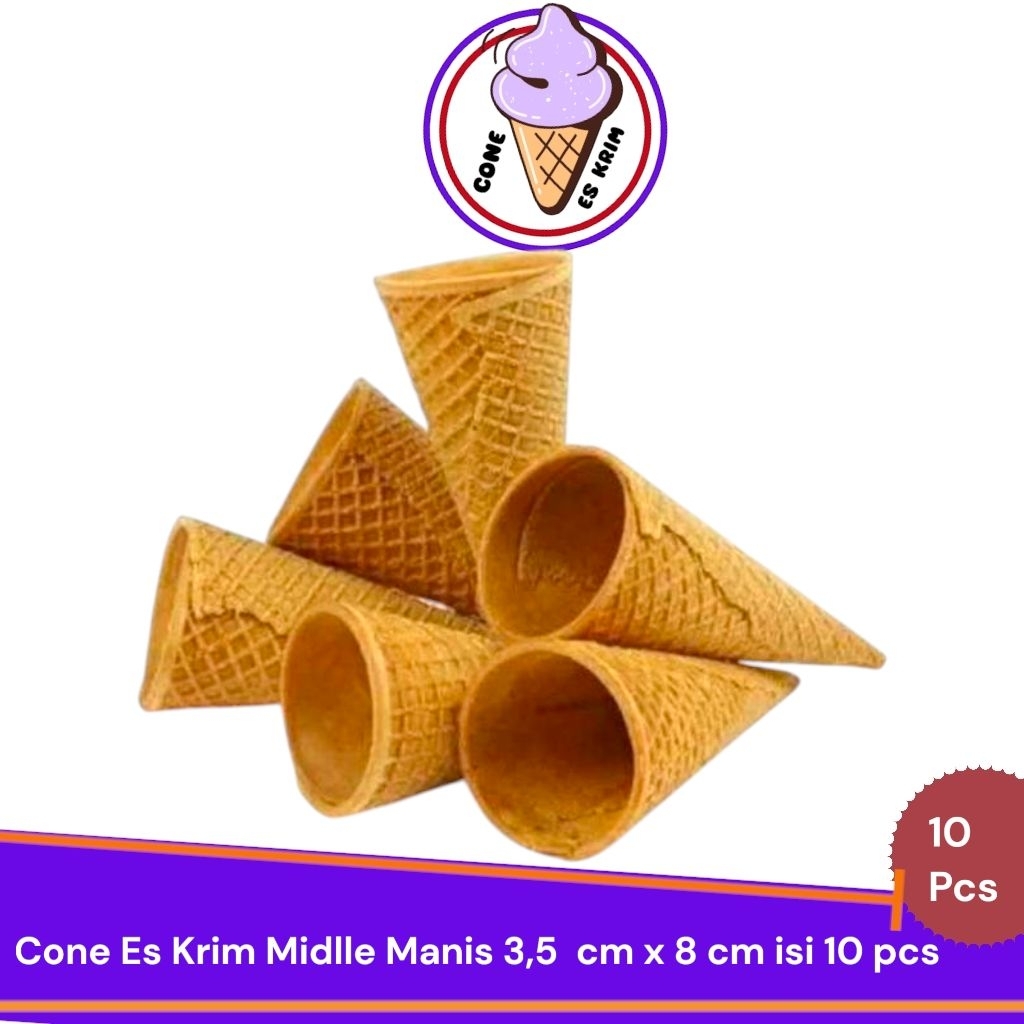 Cone Es Krim Middle Renyah 3,5cm x 8cm Isi 10pcs Cone Es Krim Renyah