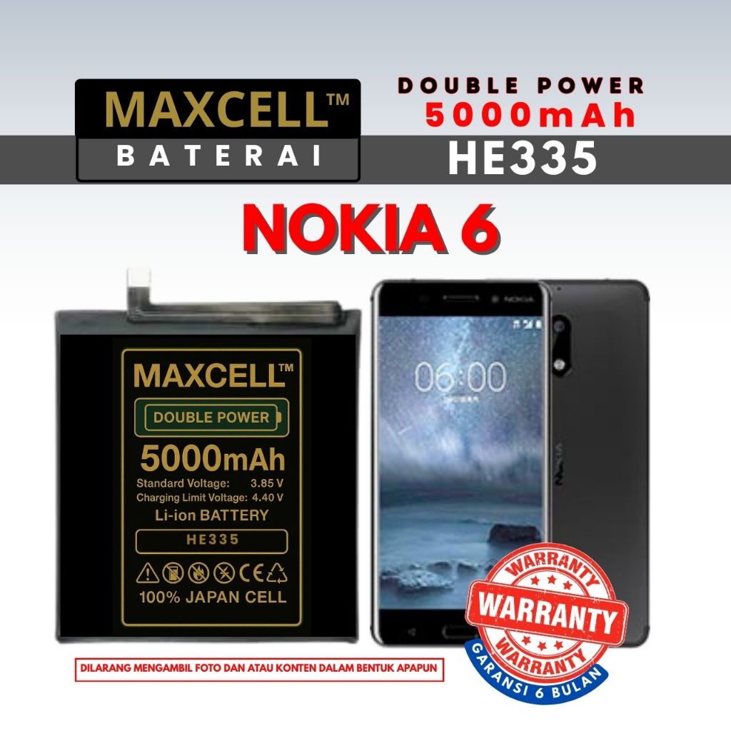 Baterai Maxcell HE335 Compatible Nokia 6 Double Power 5000mAh
