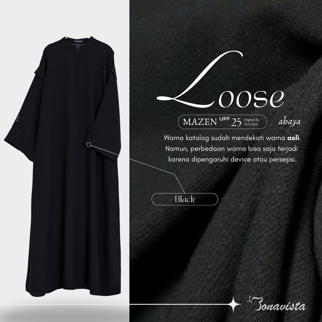 NWT Bonavista - Loose Abaya Black Mazen Anti UV