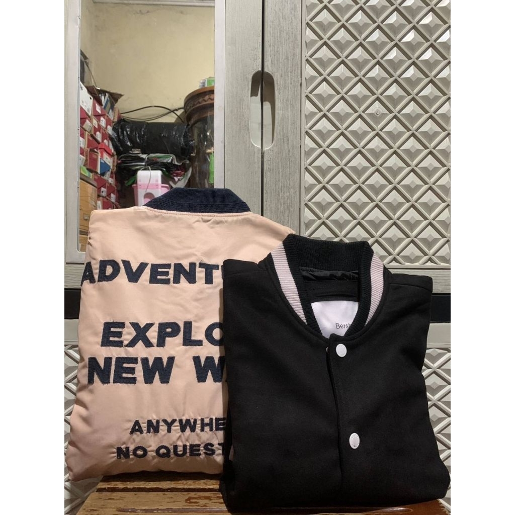 ORIGINAL JACKET BOMBER SUEDE ZARA ZIPPER BERSHKA MA-1 MILITARY STRETCH STRAP