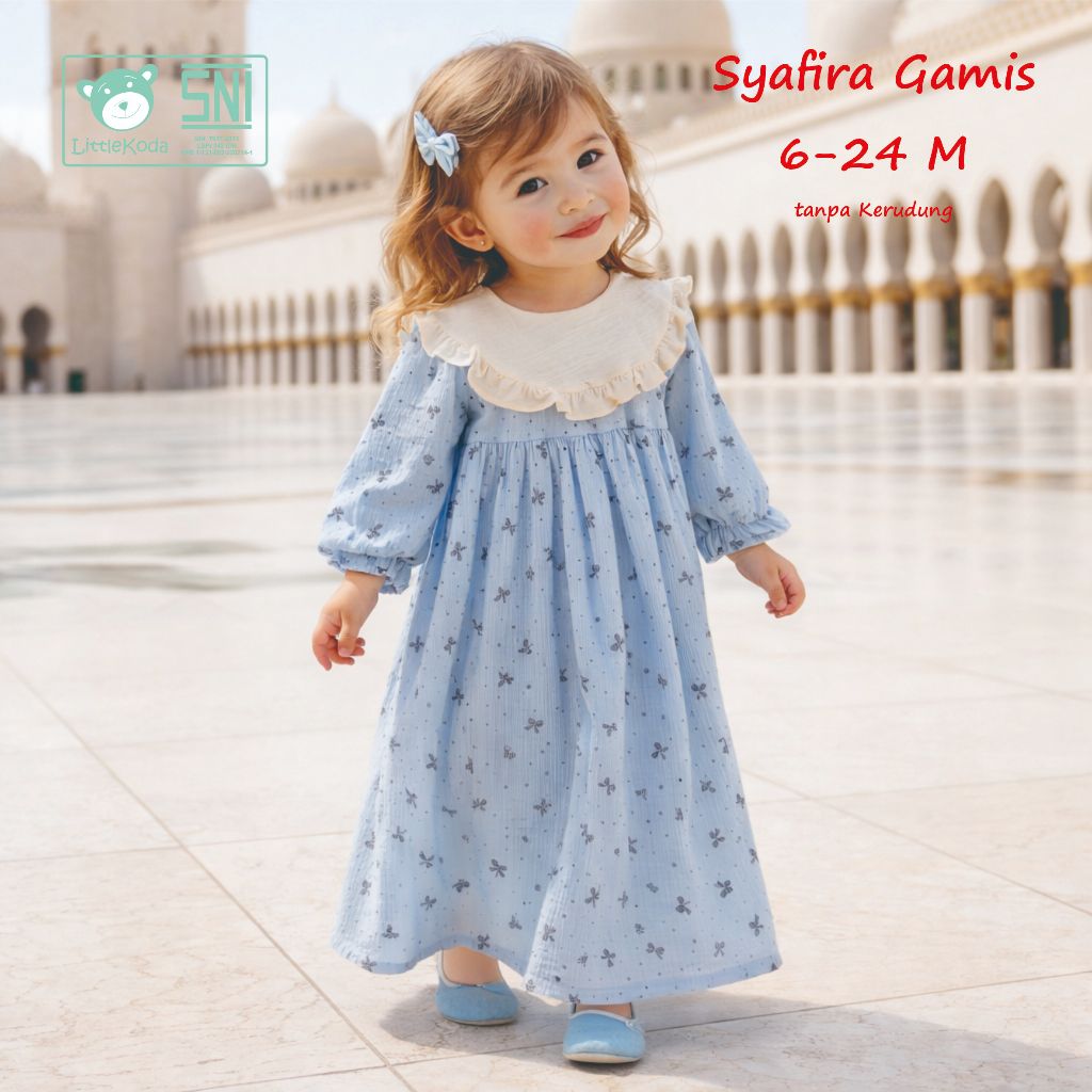 Little Koda Gamis Syafira Gamis  Anak Perempuan Lengan Panjang 6-24 Bulan SNI