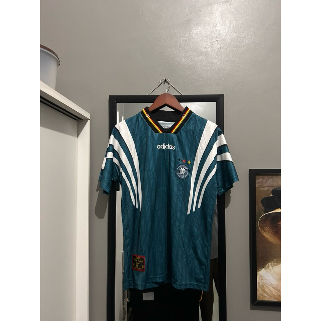 RETRO | Jersey Baju Bola Jerman Away 1996 Logo Bordir Grade Ori