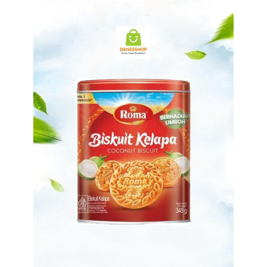 Biskuit Kue Kering Roma Kelapa Kaleng Toples 345gram