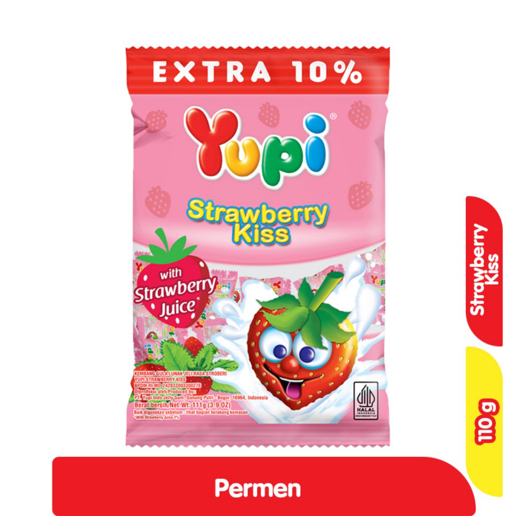 Yupy Permen Gummy Stroberry Kiss 110 g
