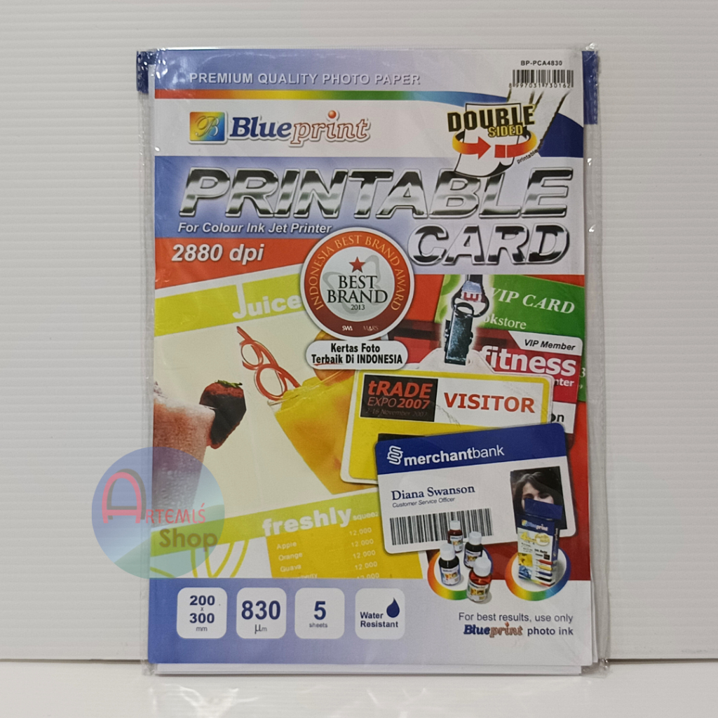 Printable Card BLUEPRINT PVC ID Card Double Sided 830 Isi 5 sheet