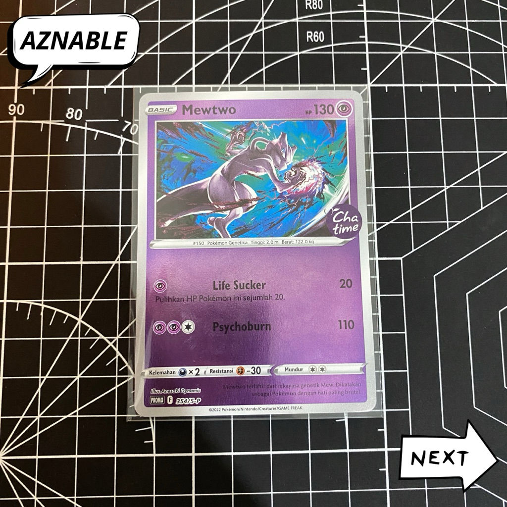 Kartu Promo Pokemon Chatime | Mewtwo | Pokemon x Chatime