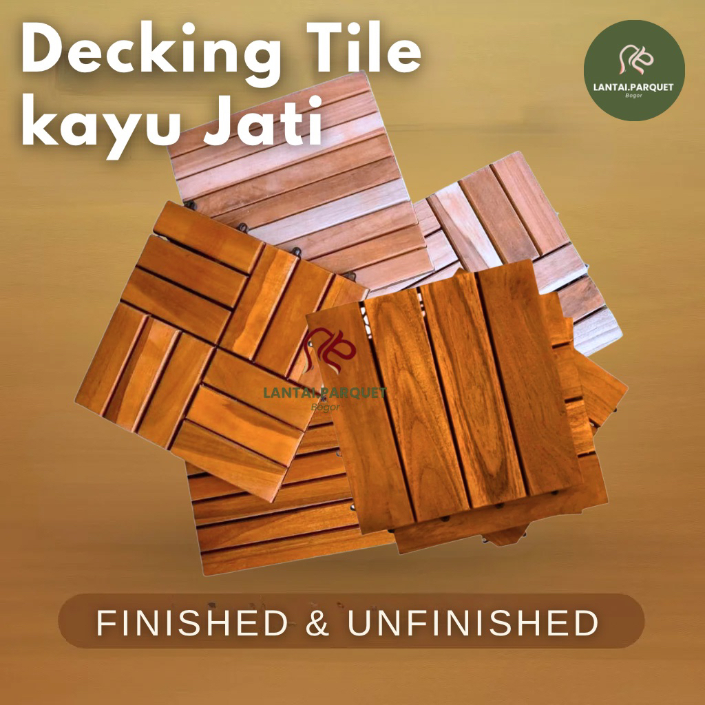 DECKING TILE LANTAI KAYU JATI MOTIF LURUS BESAR UKURAN 30X30 CM - DECKING KAYU OUTDOOR - LANTAI KAYU