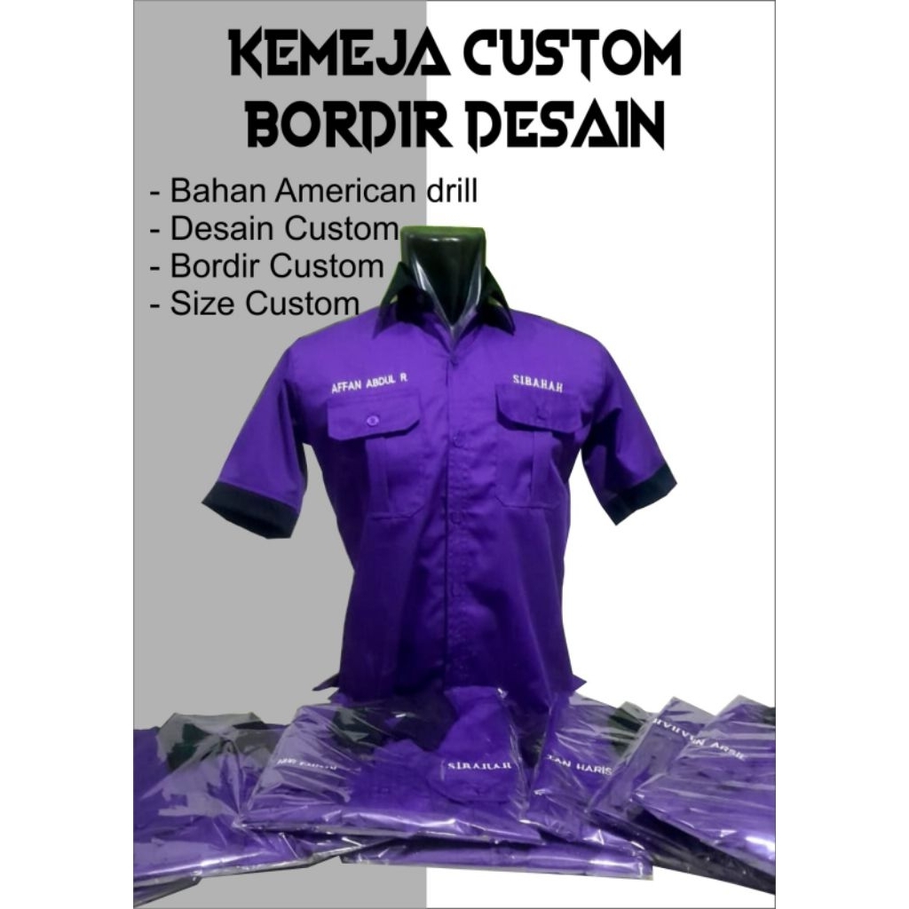 Kemeja PDH PDL Bordir Custom Desain / Bordir Nama / Logo Satuan Pria / Wanita American Drill