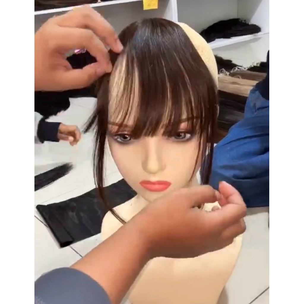 preloved poni human hair baru pakai 1x warna coklat