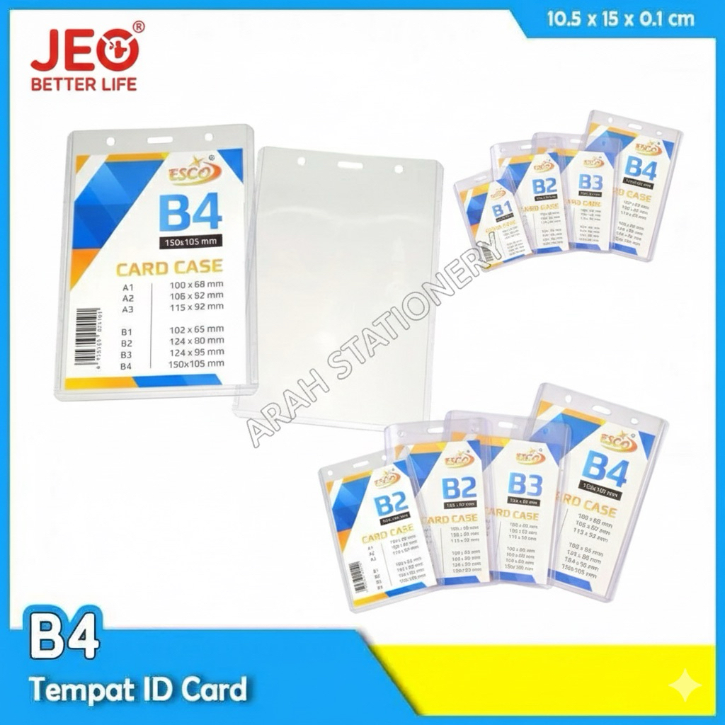 GROSIR PER PACK | Card Case ESCO Mika Keras ID Card Holder A1 A2 A3 B1 B2 B3 B4 / Tempat Kartu Panit