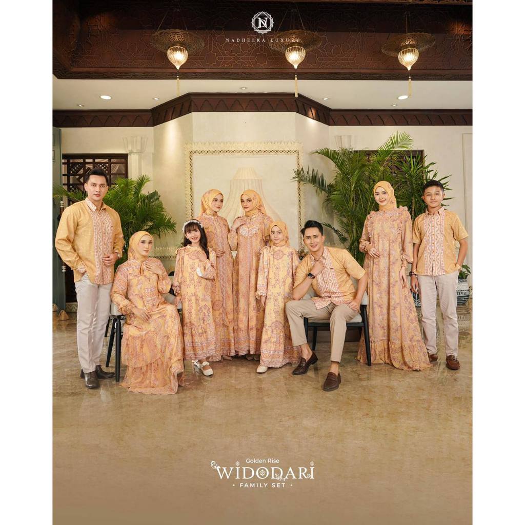 Sarimbit Widodari Golden Rise Nadheera Luxury Set Family/Couple Family/Dress Kombinasi Rayon Ceruty