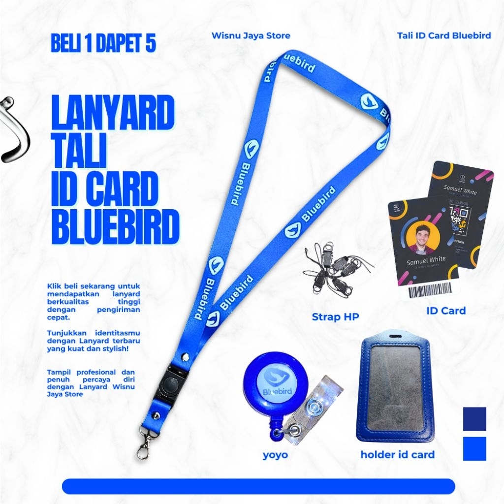 LANYARD/TALI ID CARD BLUEBIRD TERMURAH READY STOKK ~Langsung Kirim Hari Ini