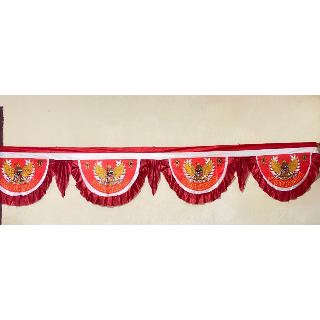 BackgroundPadi Kapas Merah Putih kain peles Premium – Dekorasi Dinding Kemerdekaan Indonesia | Backd