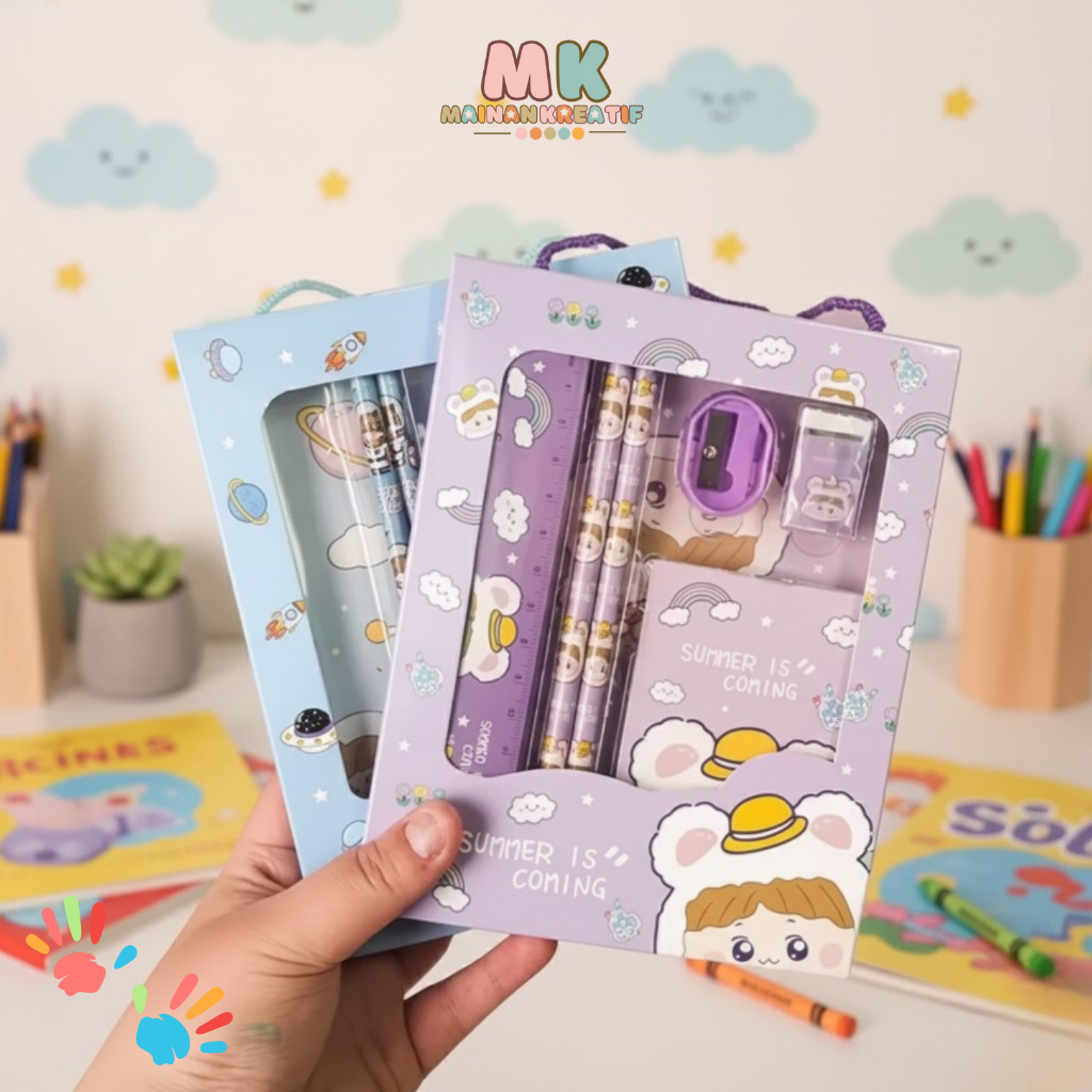 MK620 Set Alat Tulis Sekolah Lengkap dengan karakter Lucu /Perlengkapan SD/ alat tulis lucu/perlengk