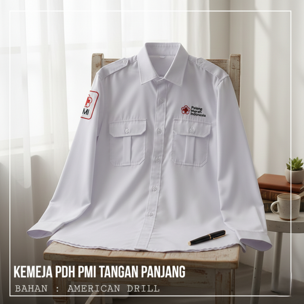 PDH PMI, PMR, KEMEJA PDH PMI, PMR, KSR TANGAN PANJANG