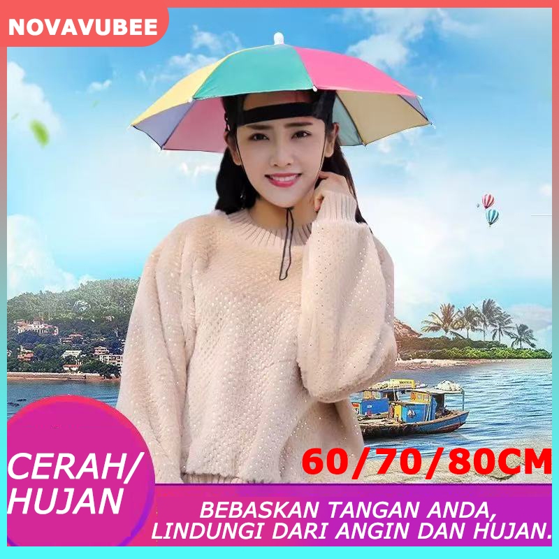Payung Topi Besar Ukuran Diameter 70CM/80CM Single - Topi Payung Mancing Hiking Outdoor Payung Kepal