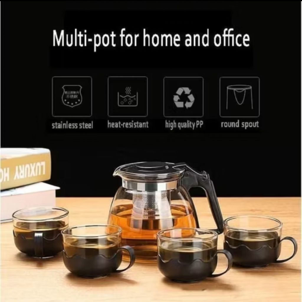 Teapot set 5in1 Teapot kaca Teko teh