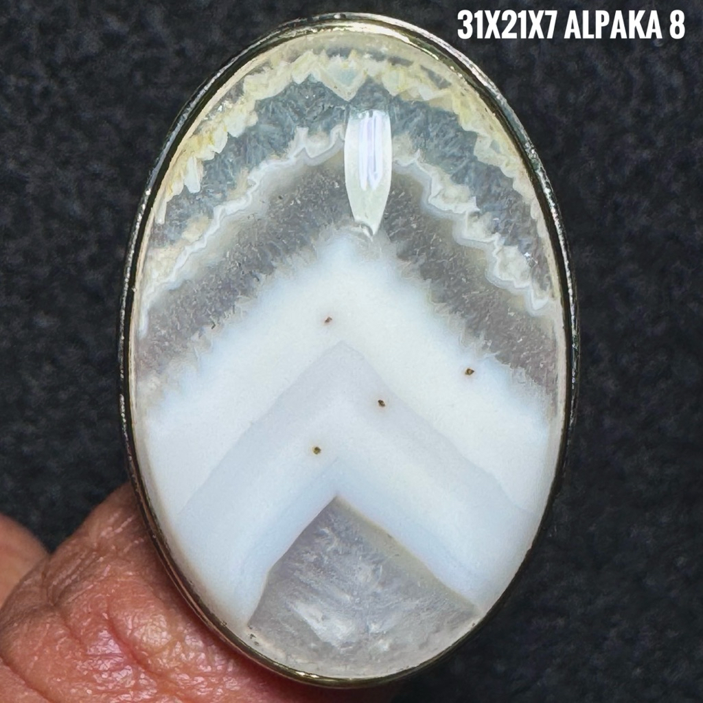 Cincin Batu Akik Natural White Solomon Ice