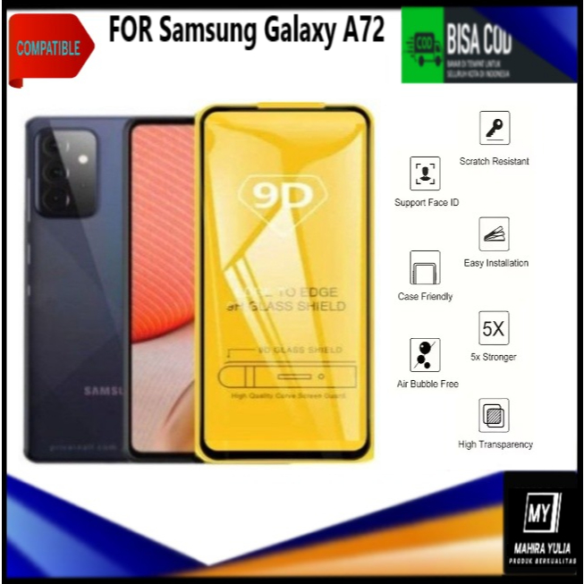 Promo Tempered Glass Warna Hp Samsung Galaxy A72 Anti Gores Kaca Full Layar Full Glue Skin Protector