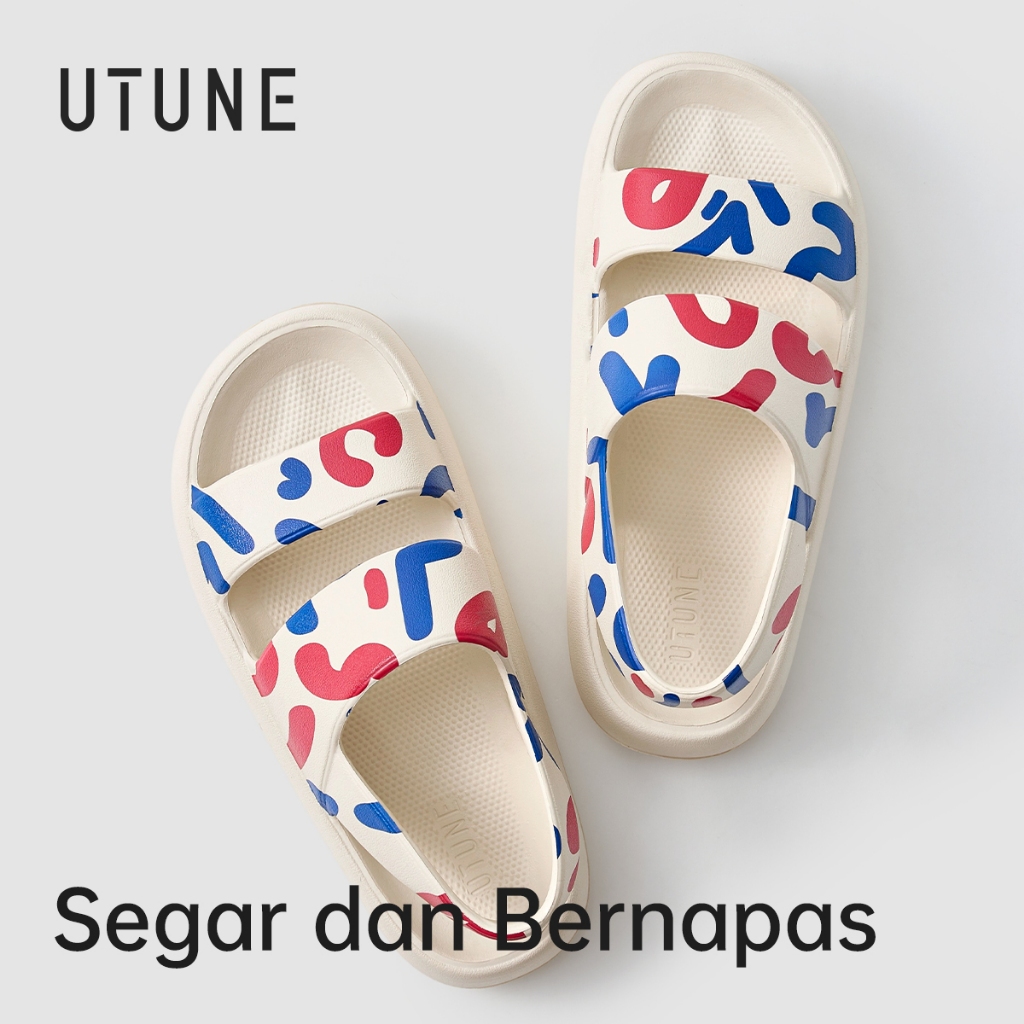 exclusive utune sandal datar wanita bermotif sepatu pantai luar ruangan wanita sandal eva anti selip