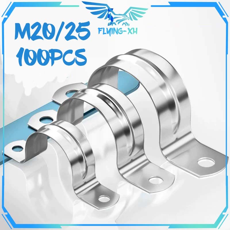 Clamp Pipa Stainless Steel 100pcs M20/25 Clamp Penjepit Pipa Klem Omega Sadel Klem Pipa Clamp Omega