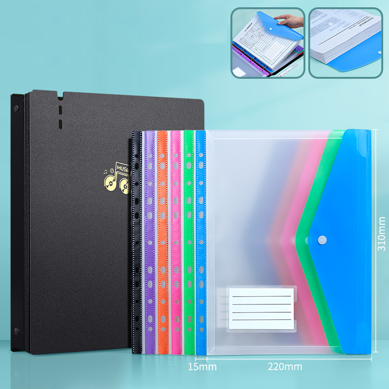 A4 Divider Binder+ tas dokumen*6/ Map Plastik Kancing A4/tas kancing transparan dengan label