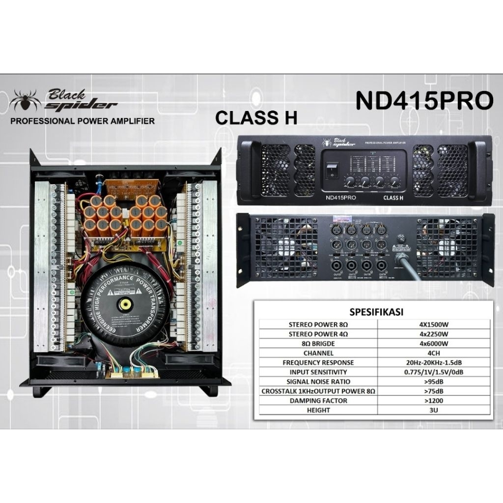 power blackspider Nd 415Pro class H black spider amplifoer Nd 415 Pro