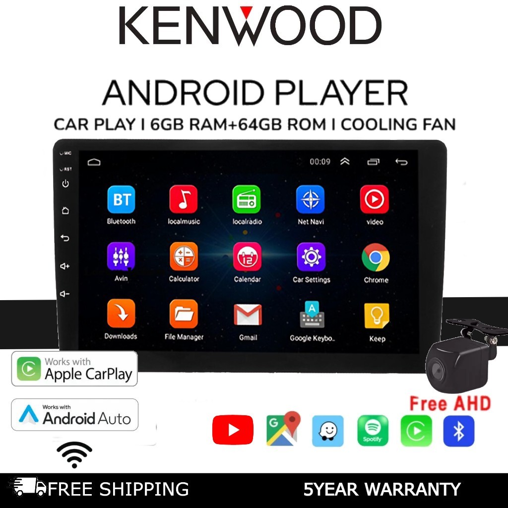 6GB RAM+64GB ROM Kenwood Newest Android Player "9"10 inch Quad Core Car Multimedia MP5 Player WIFI