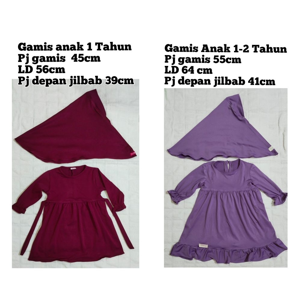 Gamis set jilbab anak perempuan PL / gamis dan jilbab anak/ gamis + jilbab anak