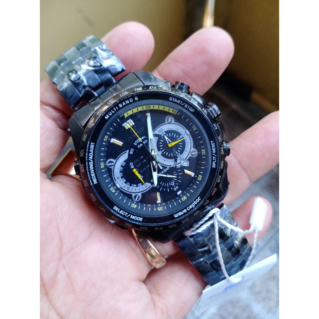 jam pria casio edifice chronograph hitam