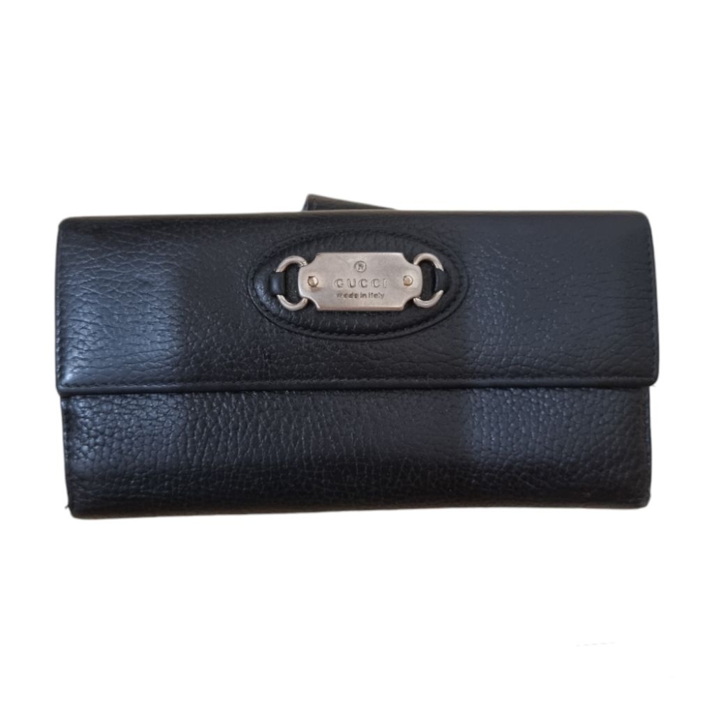 Gucci Continental Long Wallet Black Woman Leather