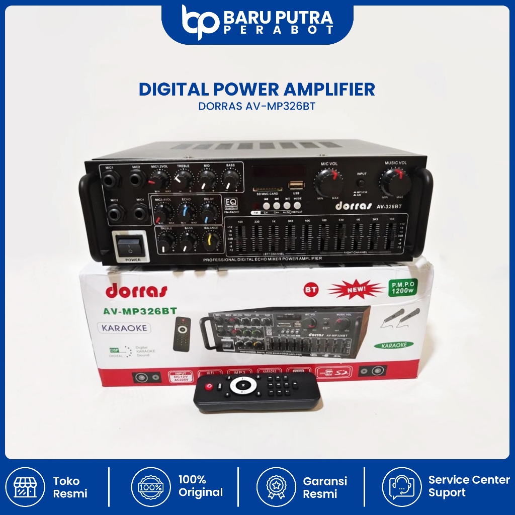 Professional Digital Mixer Echo Power Amplifier Bluetooth DORRAS AV-MP326BT Stereo MP3 Player Ampli 