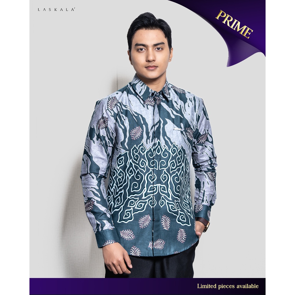 Laskala Batik Premium Pooja Kemeja Batik Pria Slimfit Lengan Panjang