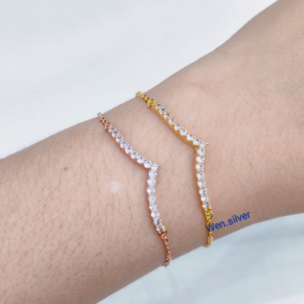 Gelang Perak 925 Asli Lapis Emas Model Gelang Serut Fuji