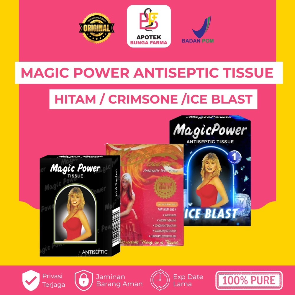 MAGIC POWER ANTISEPTIC TISSUE HITAM / CRIMSONE /ICE BLAST