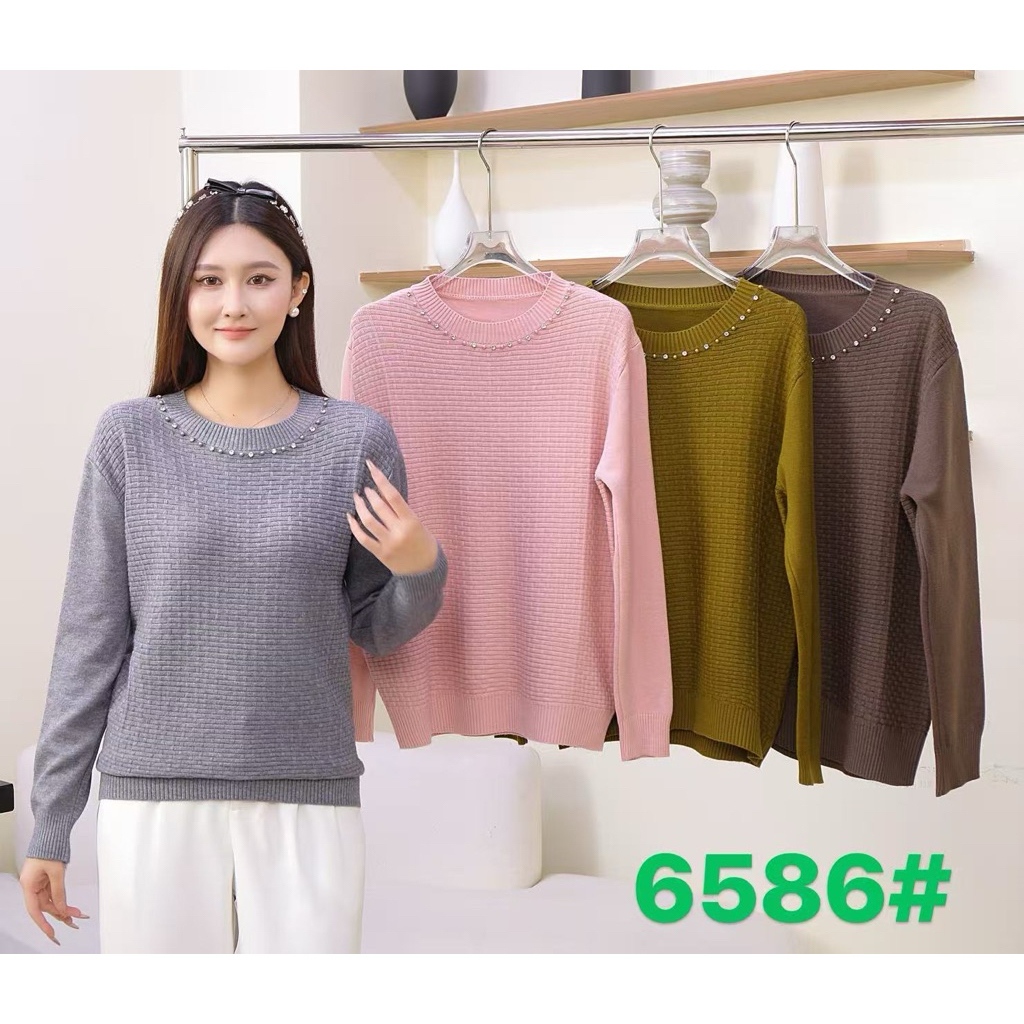 Blouse Rajut Awan Impr Motif Embos Mote